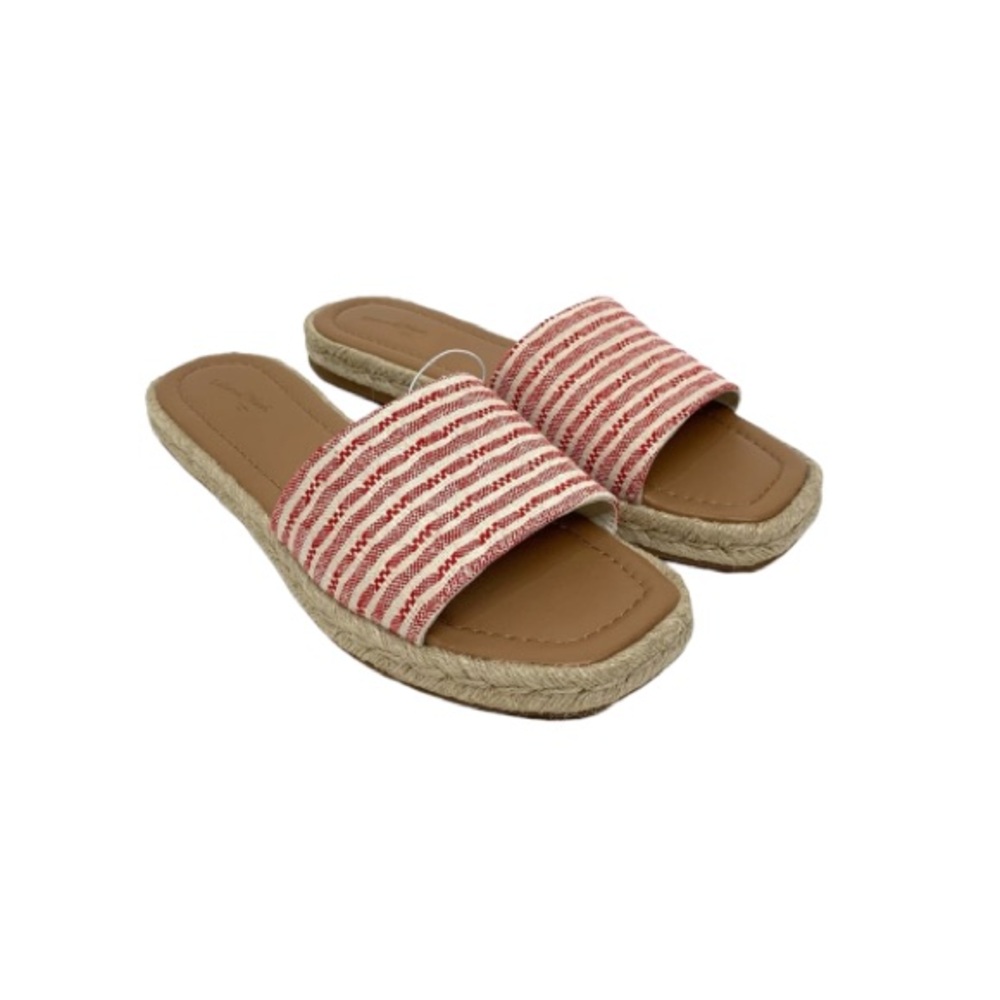 Universal Thread Maren Red & Cream Striped Espadrille Boho Slide Sandals New Nwt